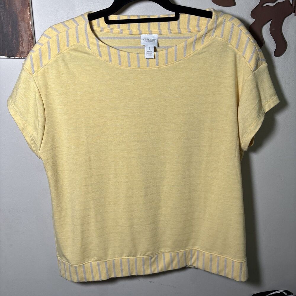 Yellow Weekend By Chico’s Size One Shirt
